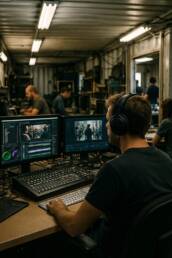Video editing in a portacabin